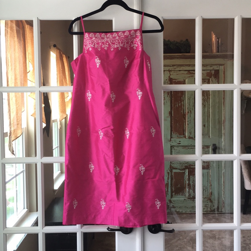 Ann Taylor Hot Pink Vintage Silk Dress